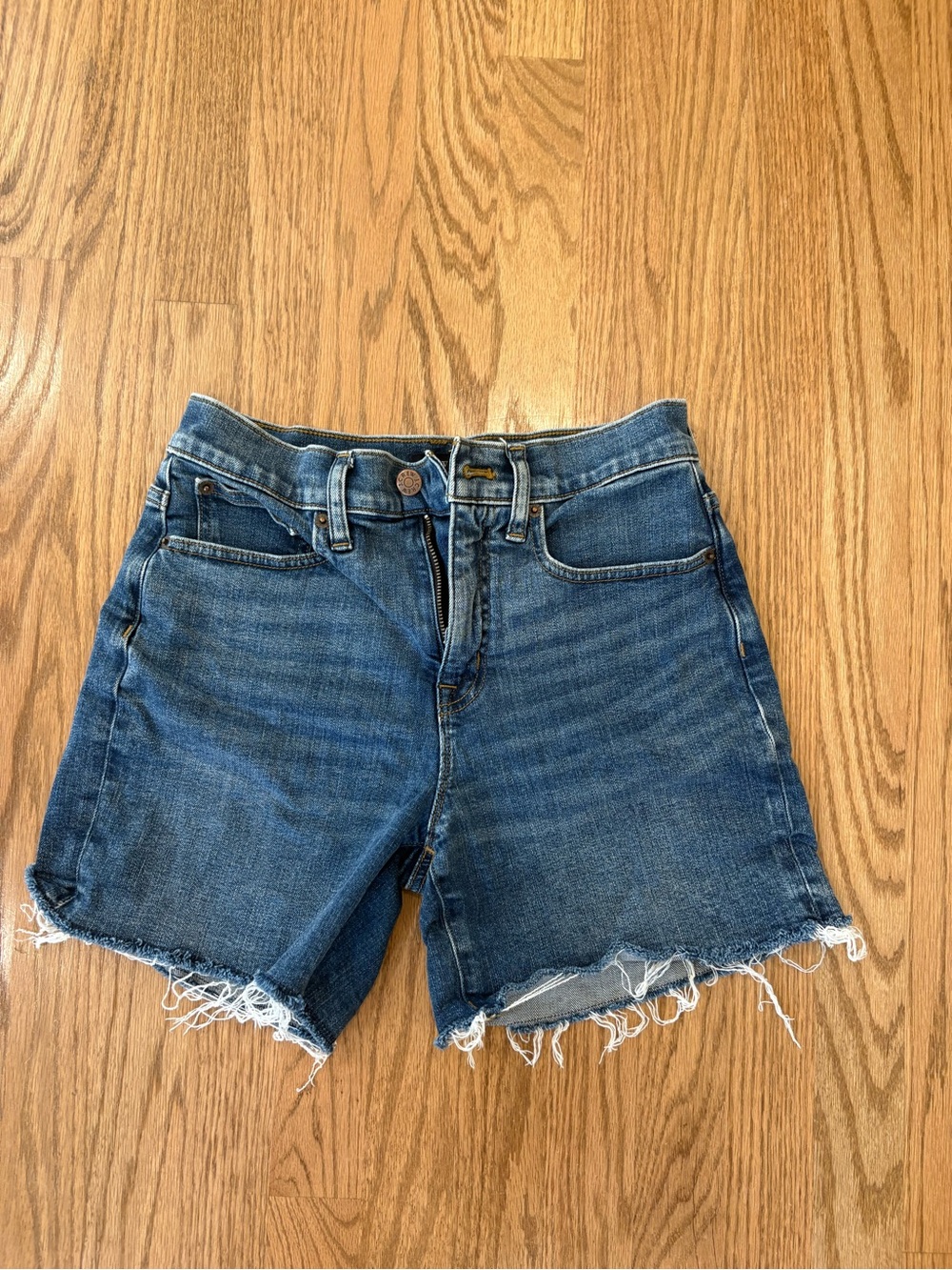 J. Crew Distressed Raw-Hem Denim Shorts - Blue